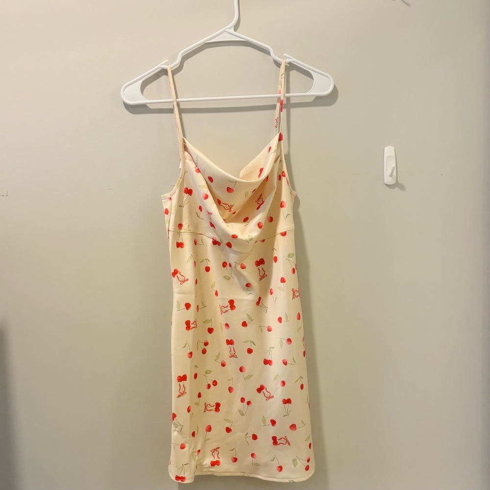 ASOS Miss Selfridge Cherry Print Cowl Mini Dress Size: 2